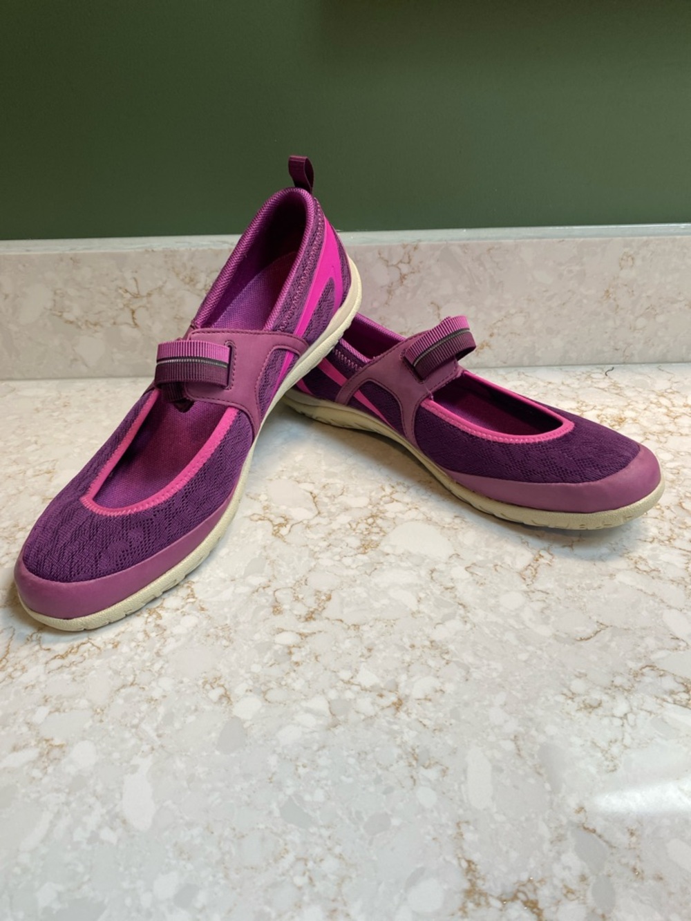 Merrell Women’s Mary Jane Mules in Plum and Pink
